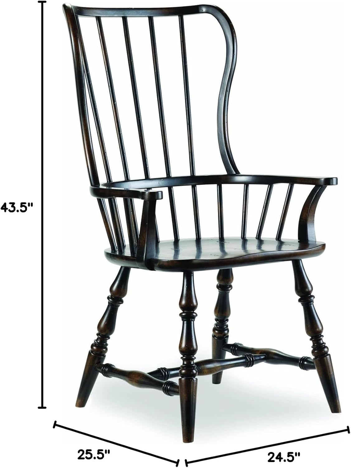 Hooker Furniture Sanctuary Spindle Dining Arm Chair in Ebony (Set of 2)
