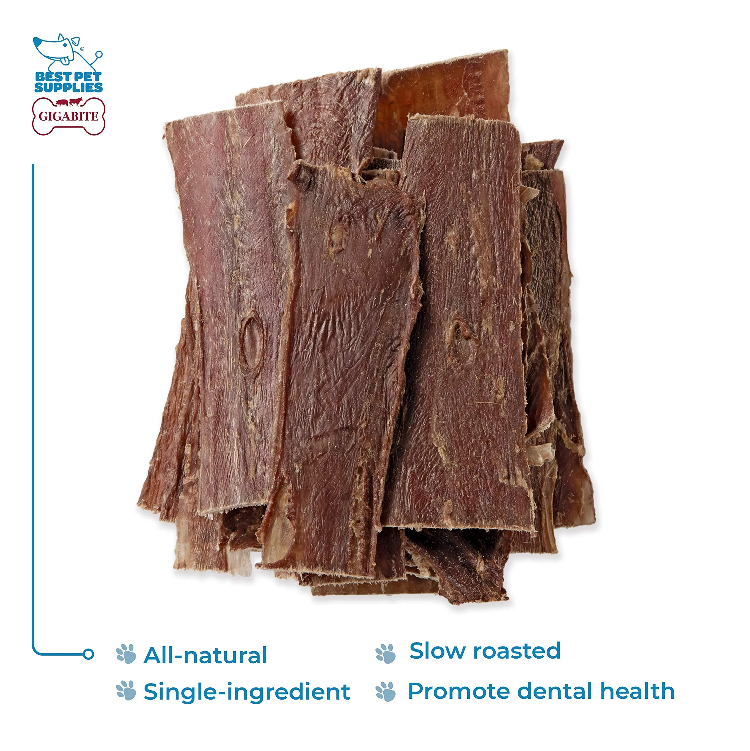 GigaBite 6 Inch Beef Gullet Jerky Strips (25 Pack) - All Natural, Free Range Beef Esophagus Taffy Dog Treat by Best Pet Supplies