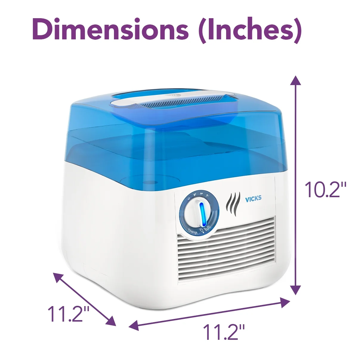 Vicks 1 gal 400 sq ft Cool Moisture Humidifier with UV Technology, V3900, Blue/White