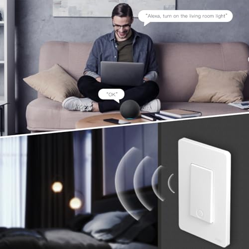 MOES Zigbee Smart Switch 1 Gang, No Neutral Wire Required, Inteligente Single Pole Light Switches, Compatible with Alexa Google Assistant, Remote Control, Require MOES Zigbee Hub