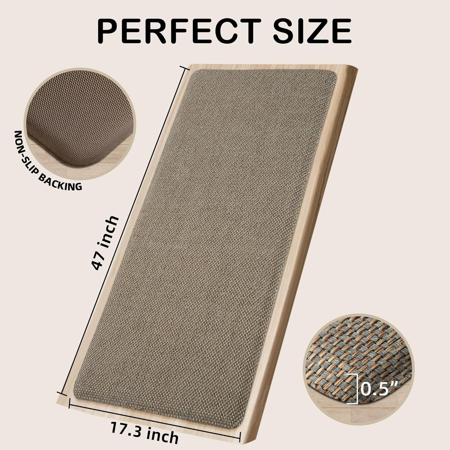 Kitchen Mats for Floor Cushioned Anti-Fatigue Kitchen Floor Mat Non Slip Kitchen Rugs for Floor Absorbent Foam Comfort Standing Mat for Front of Sink, Office, Laundry(Grey/Green, 17.3"x47")