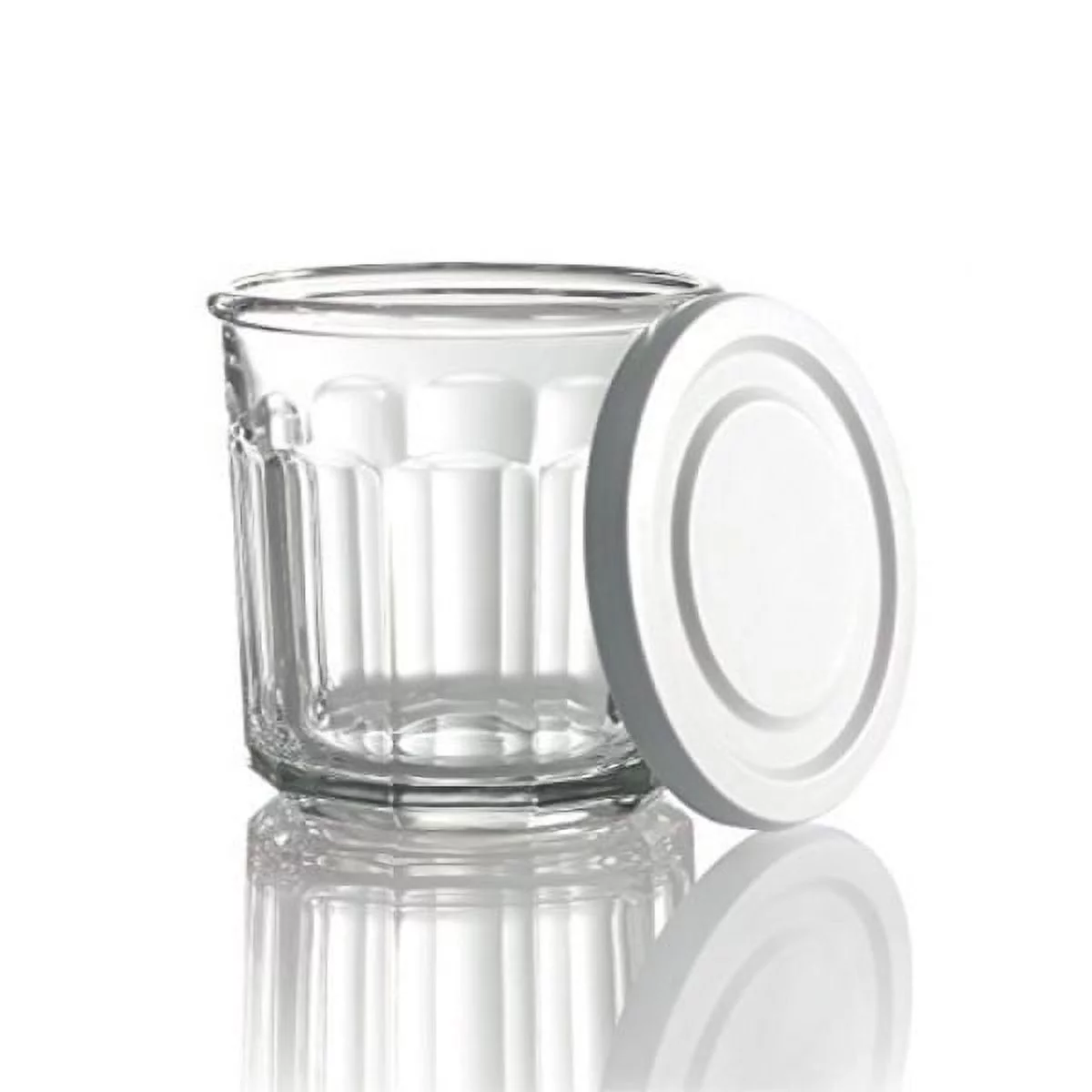 arc international luminarc working storage jar/dof glass with white lid, 14-ounce, set of 8