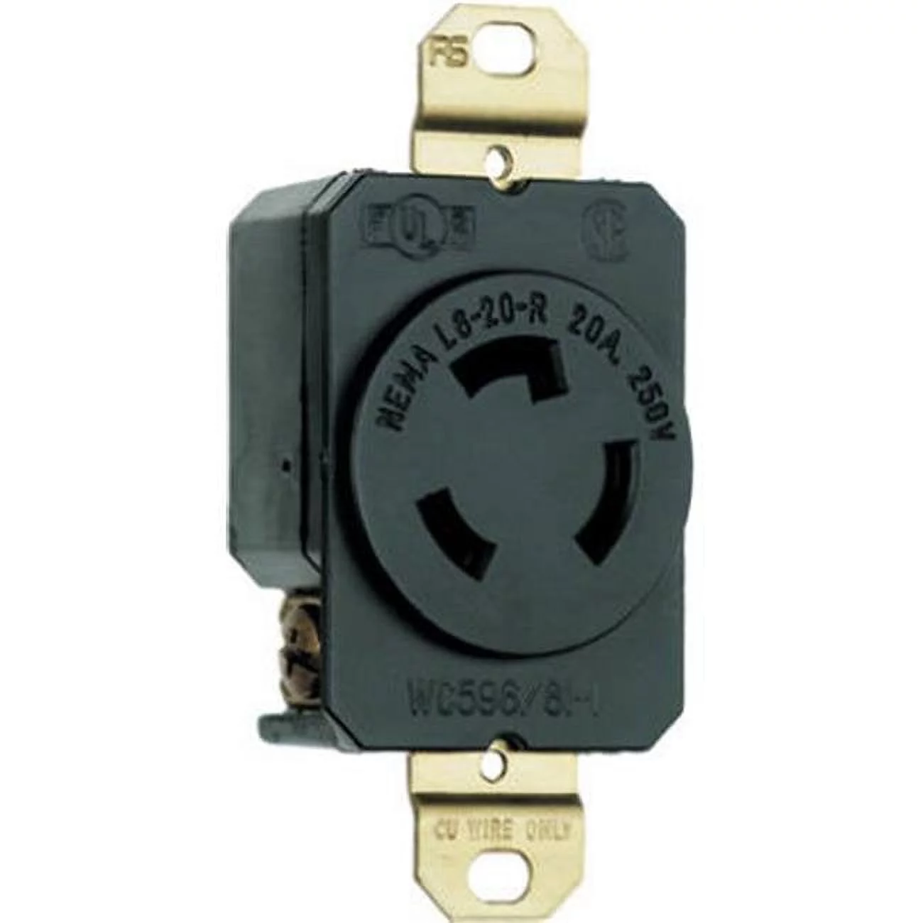 L620RCCV3 Locking Outlet, 20A, 250V, Black