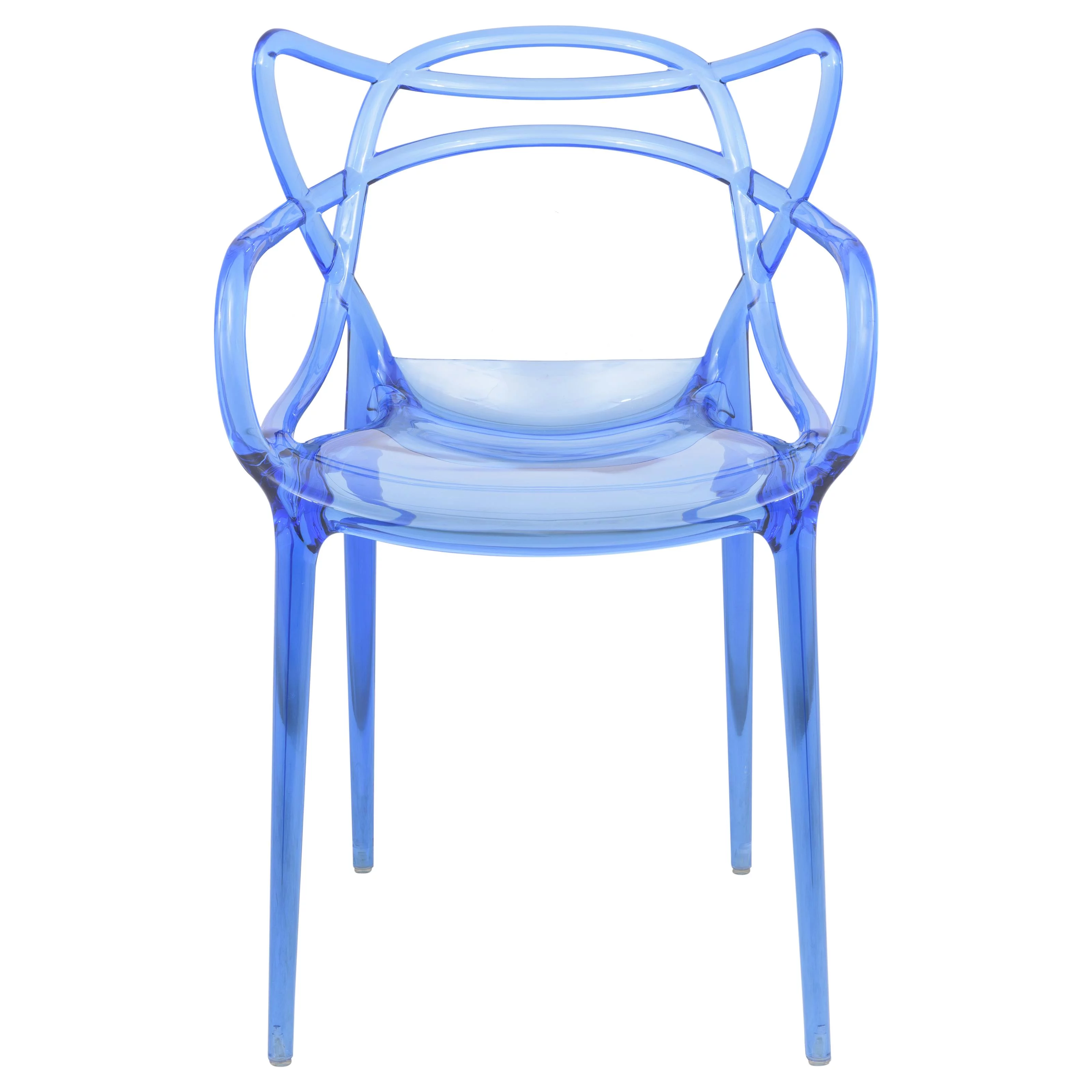 LeisureMod Milan Modern Wire Design Chair - Set of 4-Color:Blue