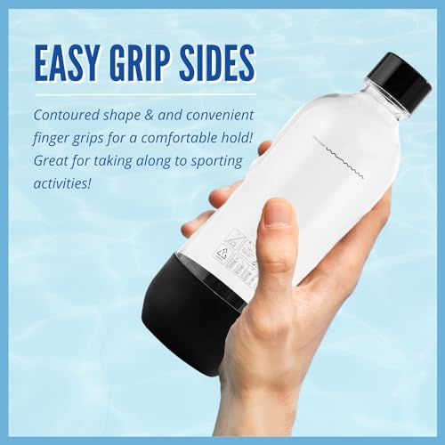 Replacement Bottle for sodastream Carbonating Sparkling Water Machine 1 Liter (2-Pack, Black)