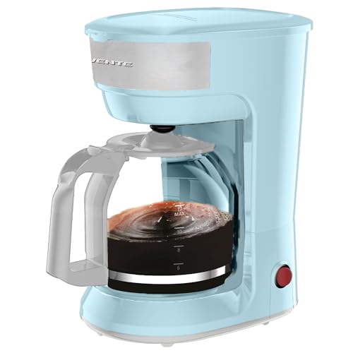 OVENTE 12-Cup Drip Coffee Maker with Borosilicate Glass Carafe, One-Touch Operation Machine, Anti-Drip System, Reusable Filter and Clear View Water Level Gauge, Ideal for Home or Office, Black CM412B