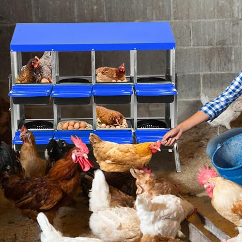 Chicken Nesting Box, 10 Hole 2 Layer Hen Nest Box with Legs, Roll Away Eggs Laying Boxes,Cleanable Pull Out Hen Roosting Boxes