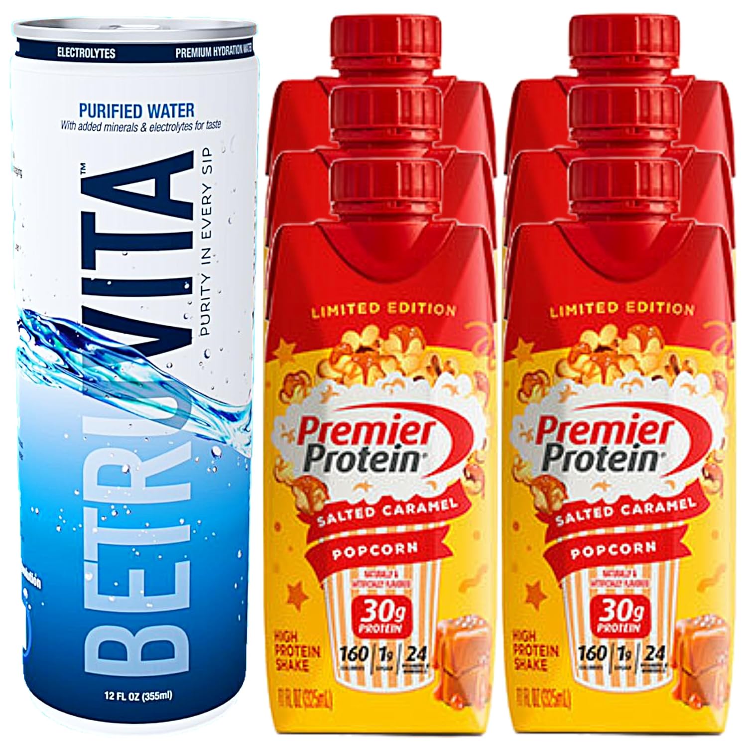 Protein Shakes | Salted Caramel Popcorn Protein Shake has 1g Sugar, 5g Carbs, Low Fat; Gluten Free, Keto Friendly, Kosher | 11 fl. oz., 7 pk | Packaged with One Can of Water to Help you stay Hydrated - Limited Edition