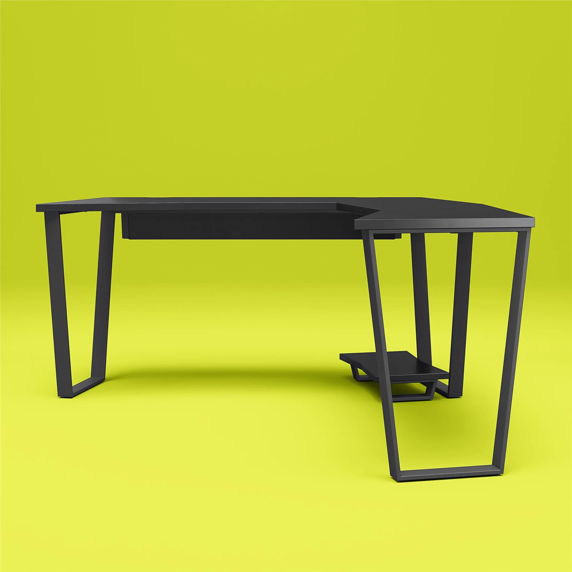 NTense Maxed Gaming L Desk with CPU Stand, Black