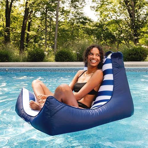Big Joe Captain's Float No Inflation Needed Pool Lounger, Double Sided Mesh, Quick Draining Fabric