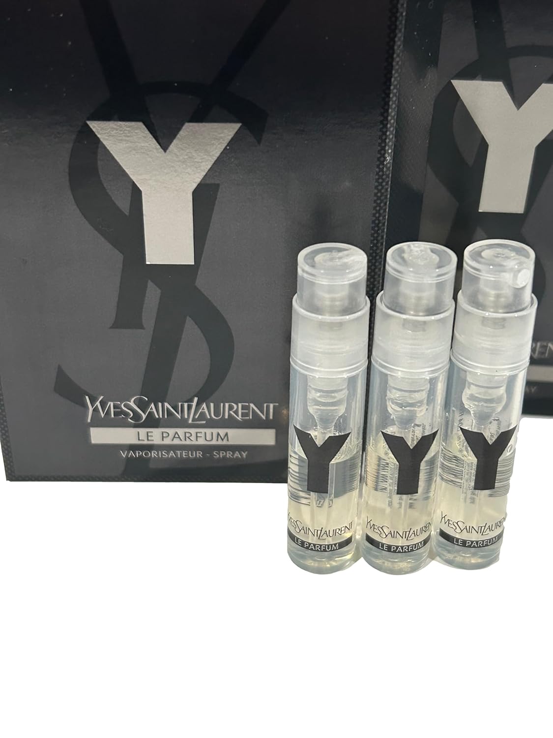 YVES SAINT LAURENT YSL Y Men Sample Perfume LE PARFUM Spray Trial Size Partially Filled Vials 1.2 ml / 0.04 fl oz (set of 3)