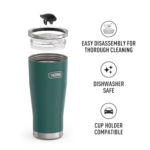 THERMOS ICON SERIES, Stainless Steel Cold Tumbler with Slide Lock, 24 Ounce, Sandstone