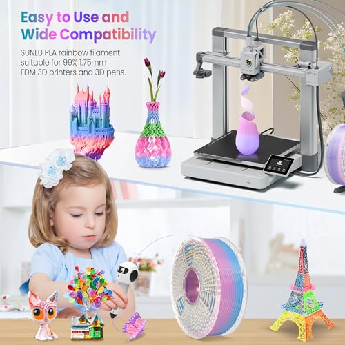 SUNLU Real Wood Fiber PLA Filament, Neatly Wound 1.75mm Dimensional Accuracy +/- 0.03mm, Fit Most FDM 3D Printers, 4kg in Total, 1kg per Spool, 4 Pack,（Wood+Fiber Cherry+Fiber Maple+Fiber Walnut）