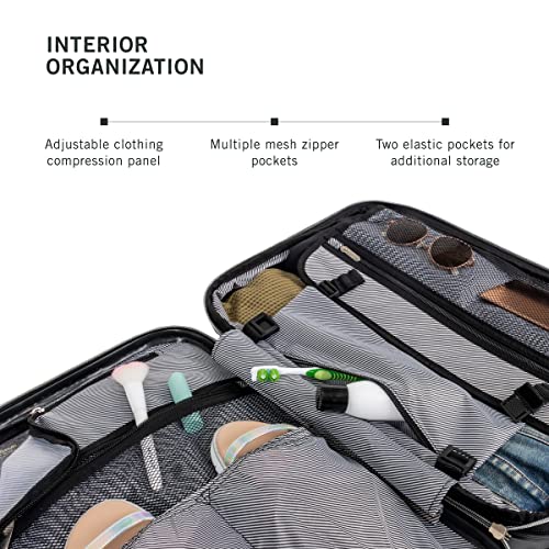 Kenneth Cole REACTION Diamond Tower Collection Lightweight Hardside Expandable 8-Wheel Spinner Travel Luggage, Black, 20-Inch Carry On