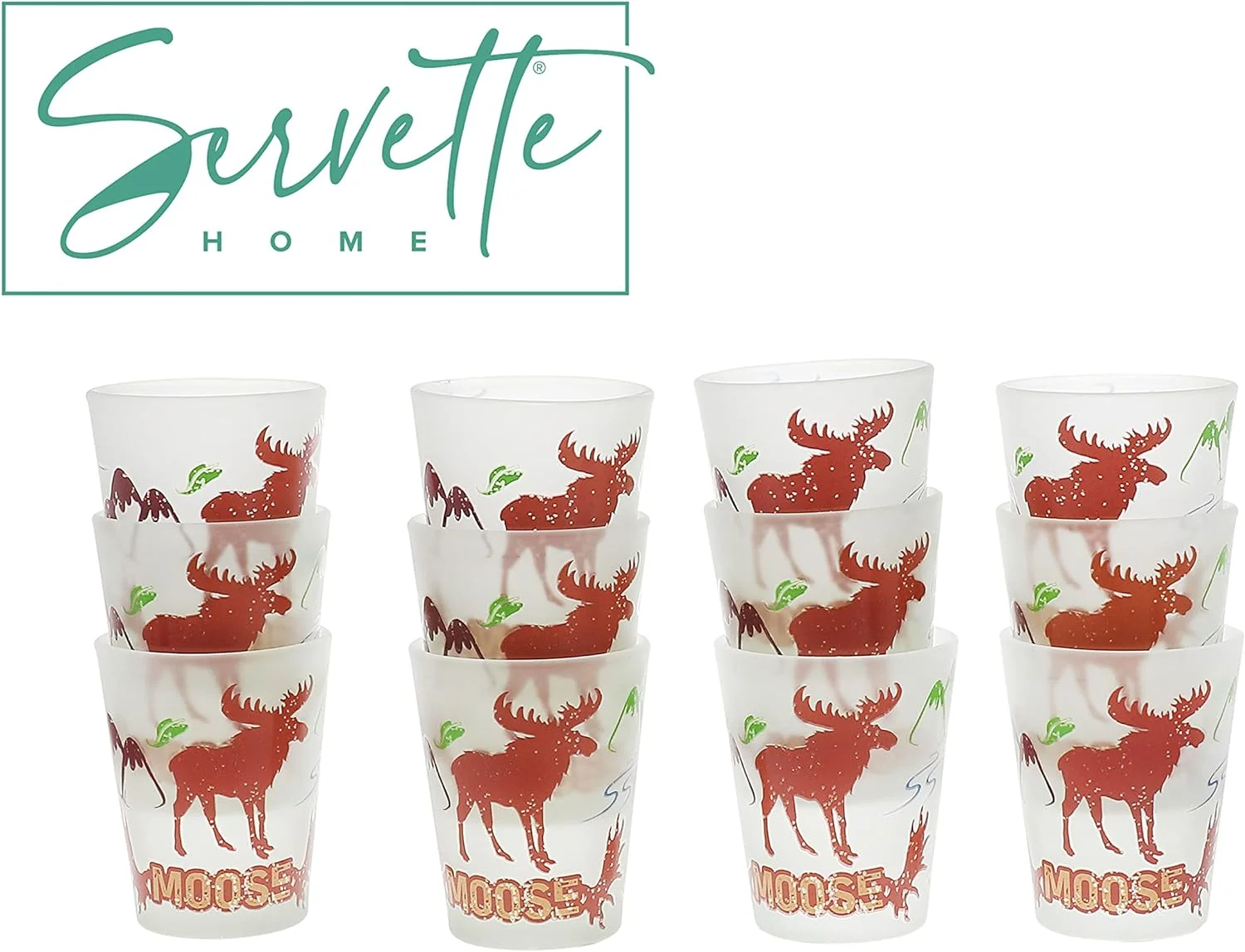 Frosted Moose Tequila Shot Glasses 2oz - Set of 12
