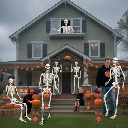 Lodou 5.4ft/165cm Life Size Skeleton,Giant Skeleton Full Body Realistic Bones with Movable Joints for Halloween Decorations Outdoor (Gray, 5.4Ft)