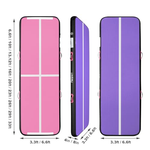 FBSPORT Inflatable Air Gymnastics Mat Training Mats 4/8 inches Thickness Gymnastics Tracks for Home Use/Training/Cheerleading/Yoga/Water with Pump
