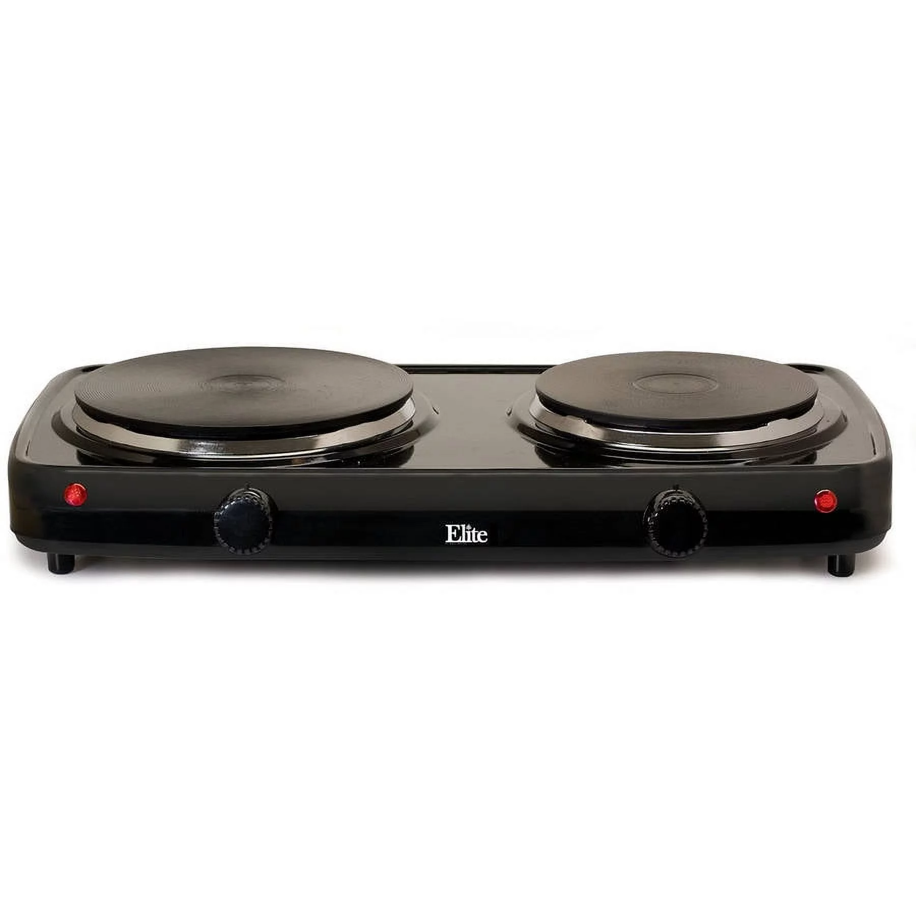 Elite EDB-302BF Cuisine Electric Double Cast Burner Hot Plate Black