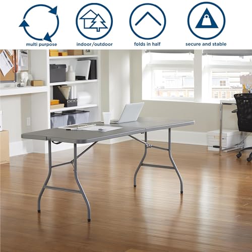 COSCO Molded Folding Banquet Table w/Handle, 6ft, Black