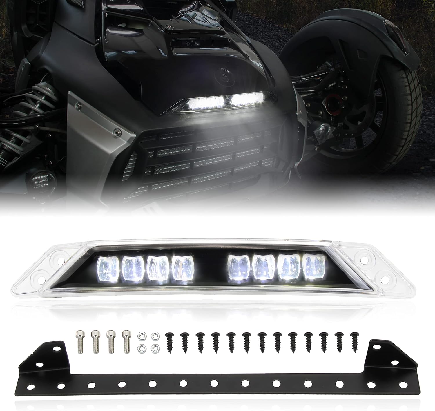 LED Auxiliary Light Kit for Can-Am Ryker, SAUTVS Front LED Signature White Light Daytime Running Light DRL for Can Am Ryker All Models Accessories (1PCS)