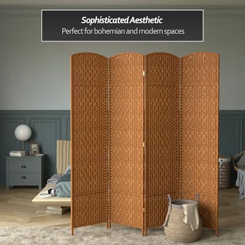 Red Lantern 7 ft. Tall Diamond Weave Dark Beige-6 Panels Room Divider