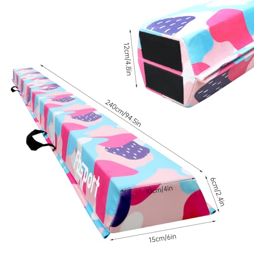 FBSPORT 8ft Balance Beam: Folding Floor Gymnastics Equipment for Kids Adults,Non Slip Rubber Base, Gymnastics Beam for Training, Practice, Physical Therapy and Professional Home Training