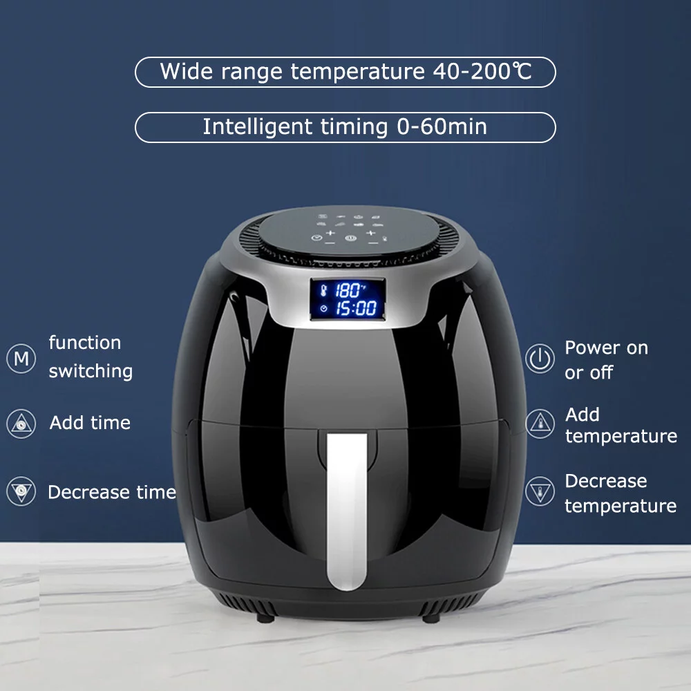 Air Fryer 7L Large Capacity Household Non Stick Pan Smart Touch Screen 1800W High Power can be Intelligently Timed without Oil Frying