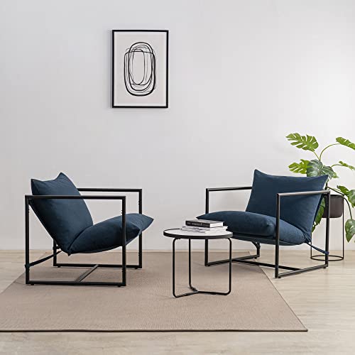 ZINUS Aidan Sling Accent Chair, Metal Framed Armchair with Shredded Foam Cushioning, Black