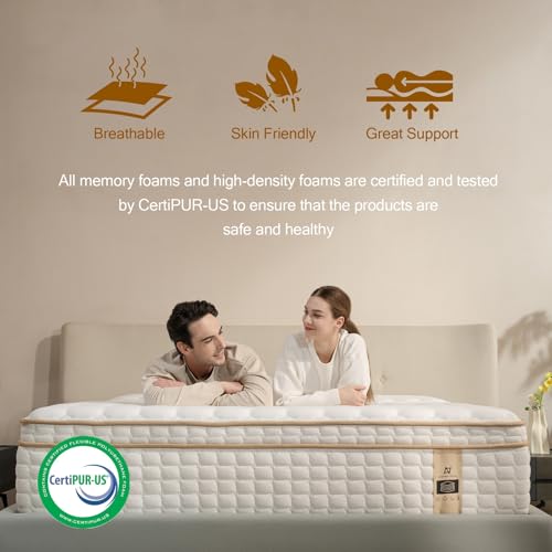 Queen Mattress,12 Inch Queen Size Mattresses in a Box,Memory Foam Hybrid Mattress ,with Individual Pocket Spring for Motion Isolation & Silent Sleep&Lumbar Support & Pressure Relief,Medium Firm
