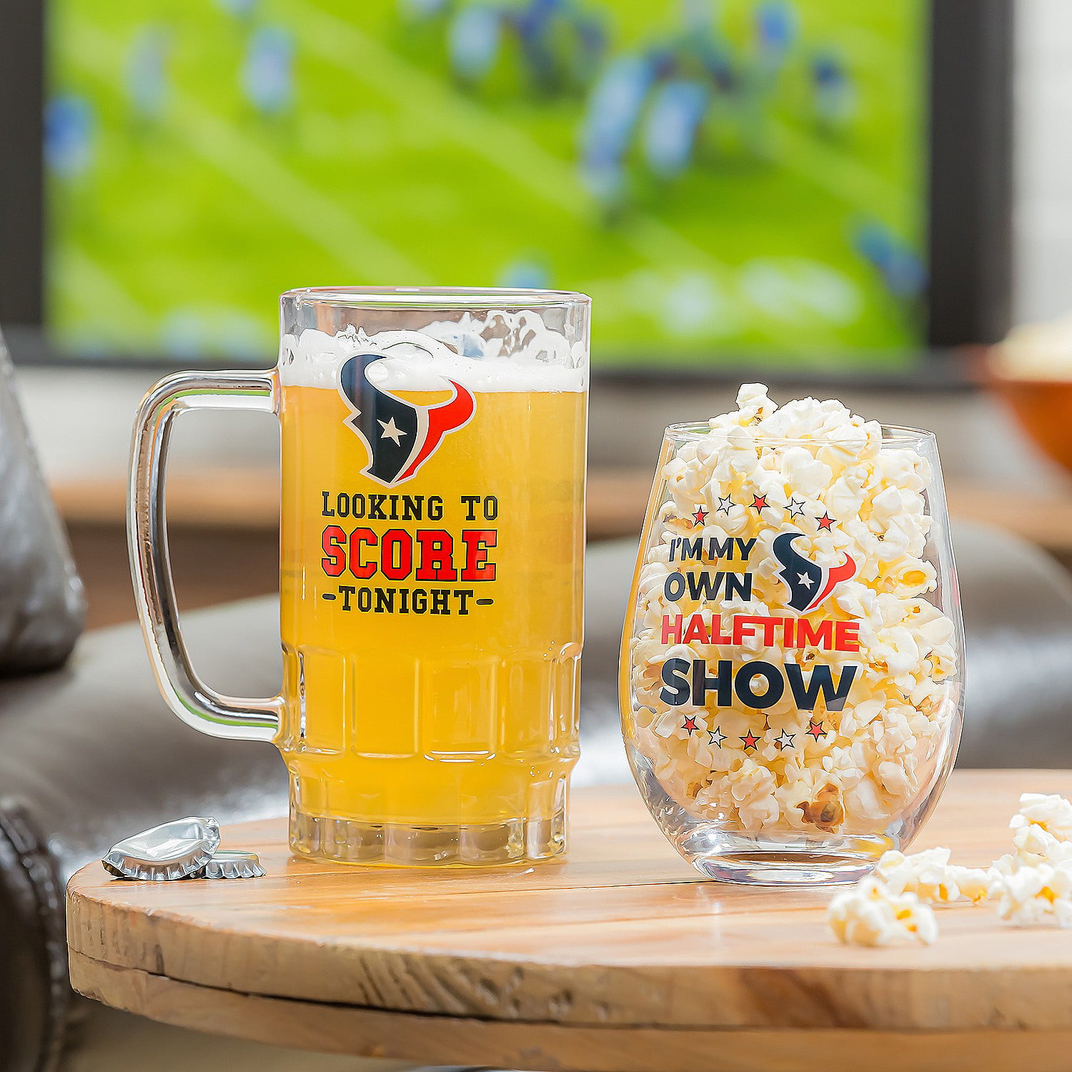 Evergreen Houston Texans, Stemless 17OZ Wine & Beer 16 OZ Gift Set