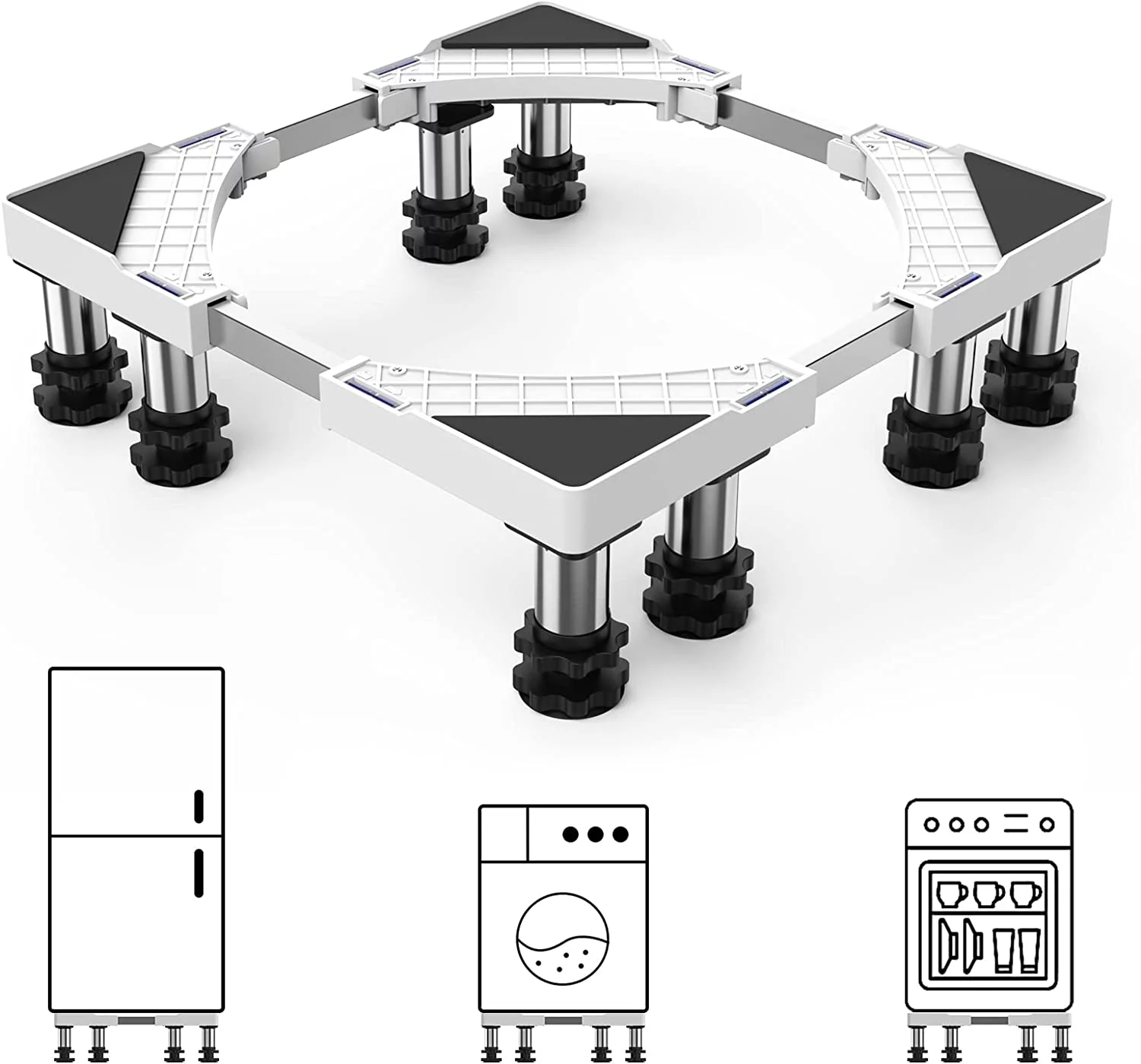 SEISSO Mini Fridge Stand-8 Heavy Duty Feet Adjustable Refrigerator Stand Increase Height of 5.1-6.7inch Max Load 992LB/450KG Base Stand for Washer Refrigerator Washing Machine Dryer
