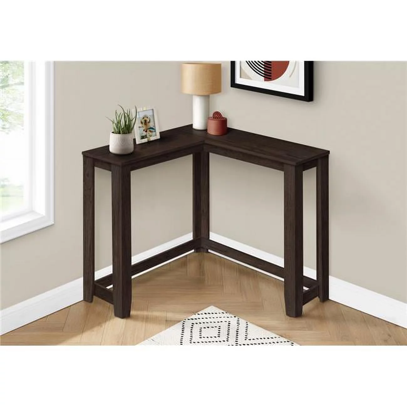 Monarch Specialties I 3660 36 in. Console Corner Accent Table, Espresso