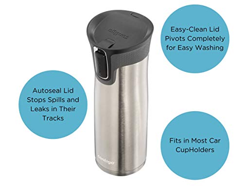 Contigo AUTOSEAL West Loop Vacuum-Insulated Stainless Steel Travel Mug with Easy-Clean Lid 20 oz Sake
