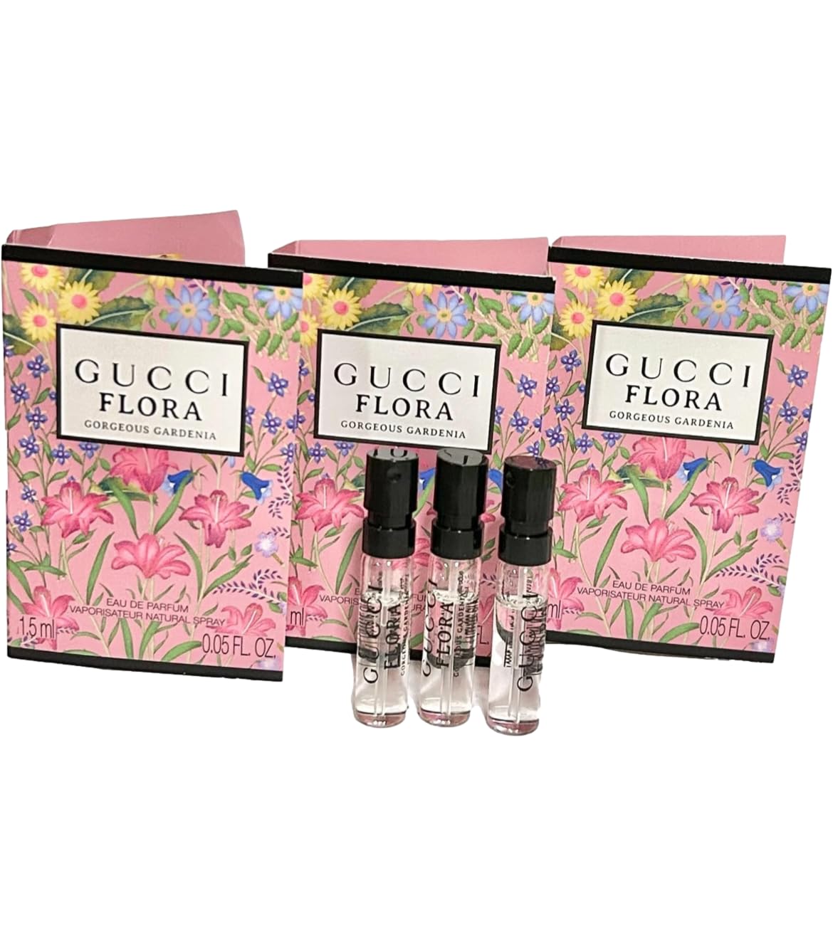 Gucci Flora Sample Perfume Perfume Gorgeous Gardenia Women Spray 1.5 ml / 0.05 oz set of 3