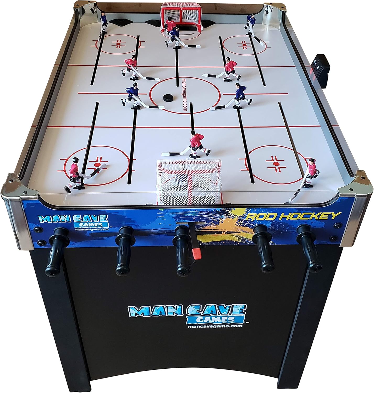 Mancave 40 Deluxe Rod Hockey Game Table. Head-to-Head Table Hockey Action with Electronic Scoring. Great Size, Durability & Easier for Kids to Play Than Dome Hockey.