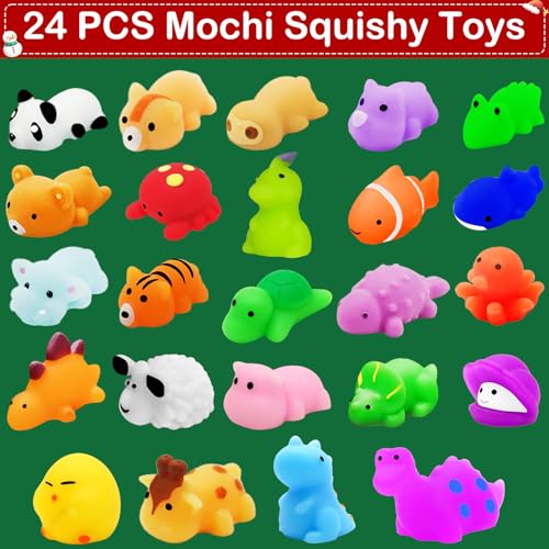 2025 Christmas Advent Calendar,24 Days Mochi & Slow Rising Squishy Toys Countdown Calendar Soft Cute Stress Relief Toys for Kids for Kids Girls Boys Teens Rewards Christmas Party Favor Gifts