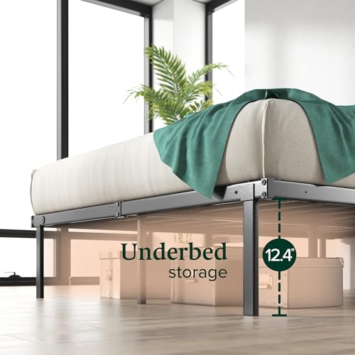 ZINUS Rumi 14in Full Metal Bed Frame, Quick Assembly SmartBase® Mattress Foundation, Heavy Duty Sturdy Steel with No Box Spring Needed, Eco-Friendly Packaging, Black