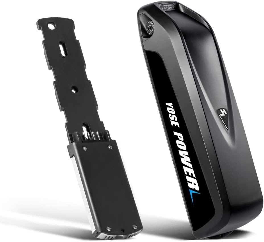 Yose Power Ebike Battery 36V 13Ah 17.4Ah/48V 13Ah 17.4Ah/52V 13Ah HaiLong Down Tube Battery for 250W-1200W Motor, Electric Bicycle Lithium-Ion Battery, Safe Lock, Led Indicator Light, with Base