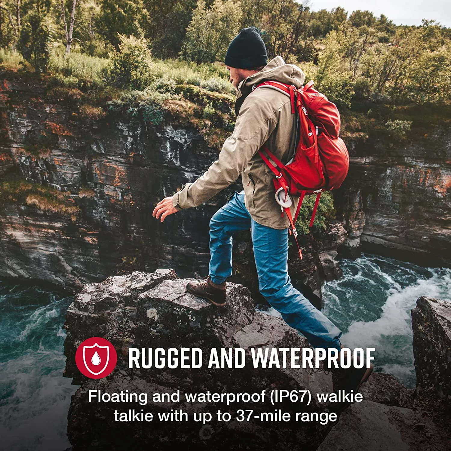 Cobra CXT1095 3PH Emergency Two-Way Radios (3-Pack) IP67 Certified Waterproof Walkie Talkies, up to 40 Mile Range & 22 Channels and NOAA Weather Channels