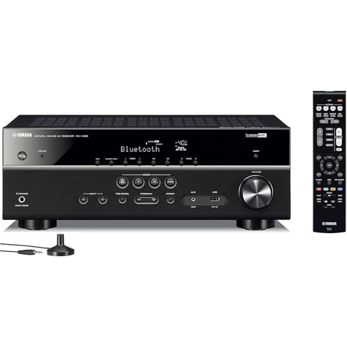 Yamaha RX-V385 5.1-Channel Surround Sound 4K Ultra HD AV Receiver with Bluetooth Home Theater System Bundle with Accessories