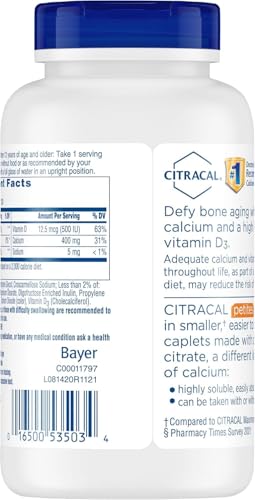 Citracals Petites Calcium Citrate + Vitamin D3, 200 Caplets, Bone Health (Pack of 3)