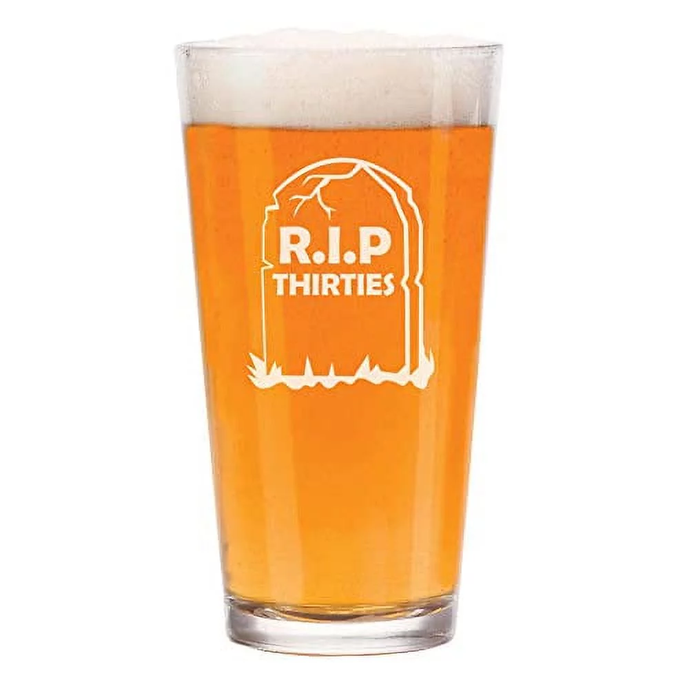 16 oz Beer Pint Glass RIP Thirties 40th Birthday Gift
