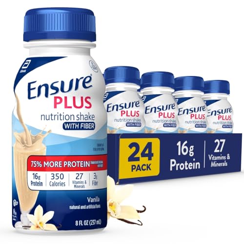 Ensure Plus Milk Chocolate Nutrition Shake With Fiber | Meal Replacement Shake | Ready to Drink | 16g Protein and 27 Vitamins and Minerals | 8 fl oz - 24 Pack