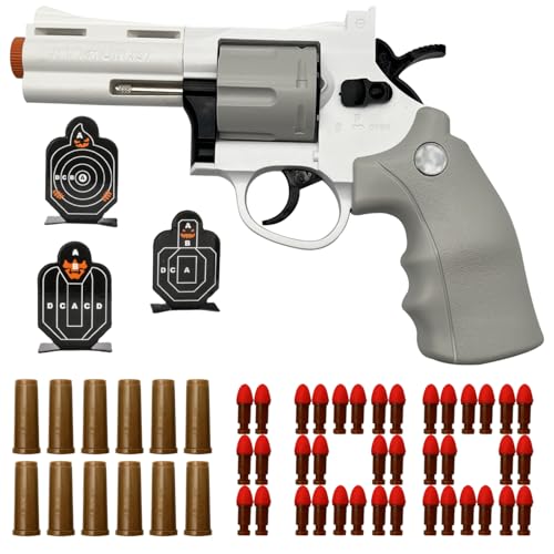 Soft Bullets Revolver Toy Gun, Realistic Foam Blasters Revolver Shooting Game Role-Playing Props Gifts for Adults Children with 12 Shells 100 Bullets and 3 Targets (Green)