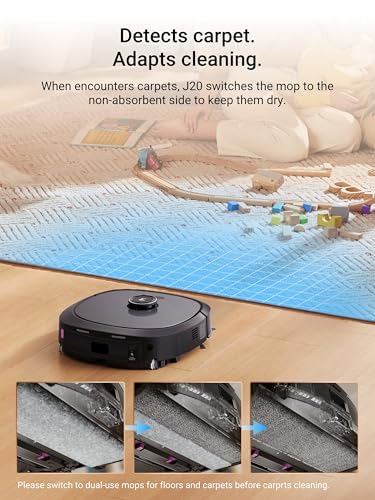 Eureka J15 Pro Ultra Robot Vacuum and Mop with Self Emptying Base, 16,200 Pa Suction, Flex-Arm Design Mop, Auto Mop Hot Water Washing & Hot Air Drying, Anti-Tangle, AI Obstacle Avoidance, Black