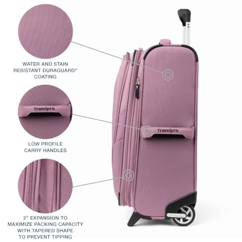 Travelpro Maxlite 5 Softside Expandable Upright 2 Wheel Carry on Luggage, Lightweight Suitcase, Men and Women, Burgundy, Carry On 22-Inch