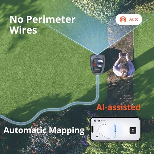 Segway Navimow iSeries Robot Lawn Mower Perimeter Wire Free 1/4 1/8 Acre RTK+Vision Robotic Lawnmower, AI-Assisted Mapping, Virtual Boundary, APP Control, 58dB(A) Quite, Multi-Zone Management