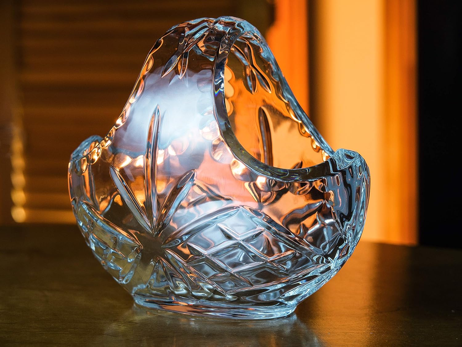 Crystal Basket - Bowl - Hand Cut Crystal - Beautiful Accent Piece - for Nuts - Candies - 6