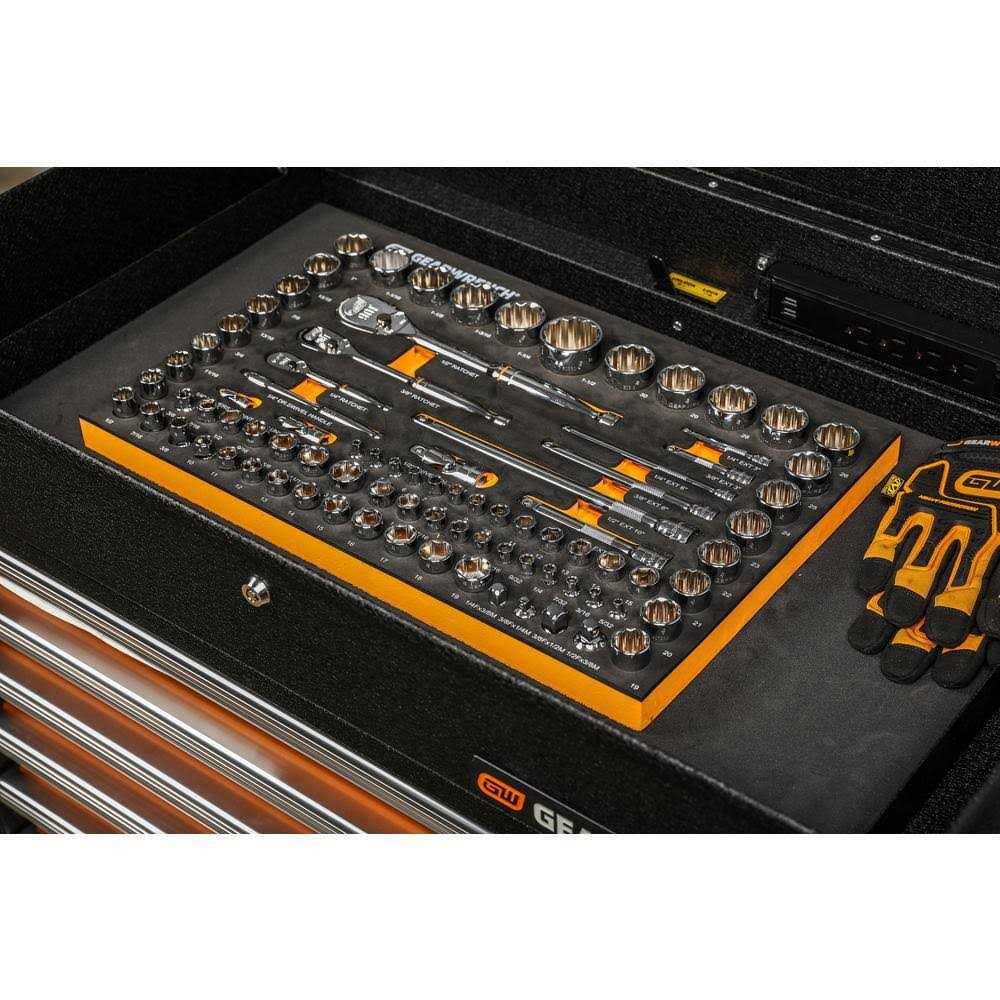 GEARWRENCH 83 Pc. 1/4 3/8 1/2 90-Tooth SAE/Metric Mechanics Tool Set with EVA Foam Tray 86529