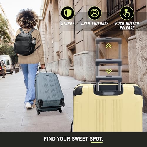 Kenneth Cole REACTION Out of Bounds Lightweight Hardshell 4-Wheel Spinner Luggage, Cobalt Blue, 20-Inch Carry On